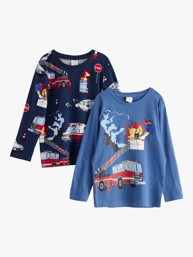 

Детская хлопковая футболка с принтом и длинными рукавами Lindex, Pack of 2, Light Dusty Blue/Multi