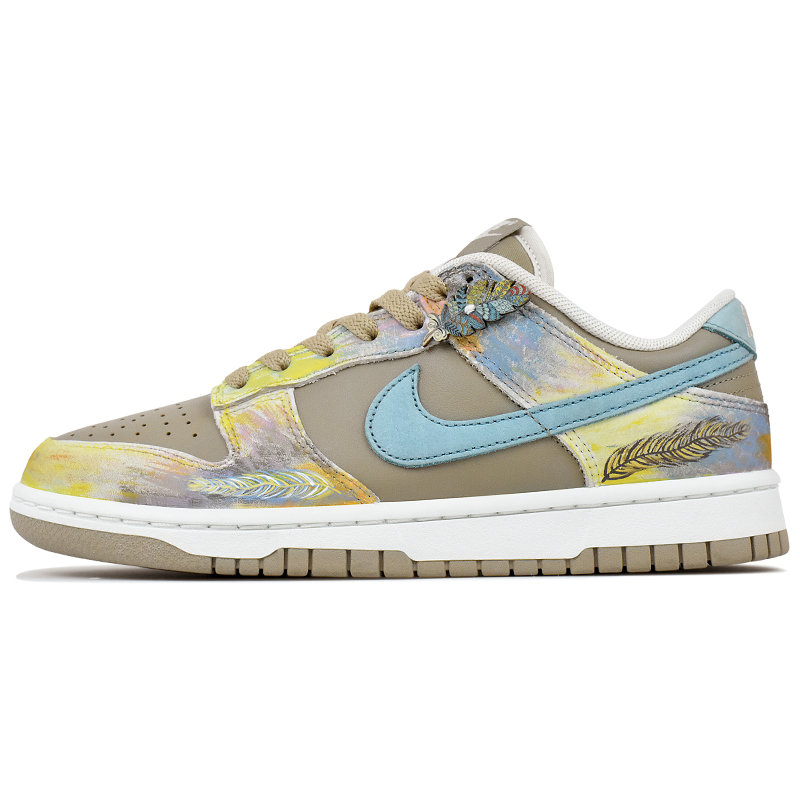 Nike Кроссовки для скейтбординга Dunk Abrasion Resistant Slip Resistant низкие Unisex Beige Yellow
