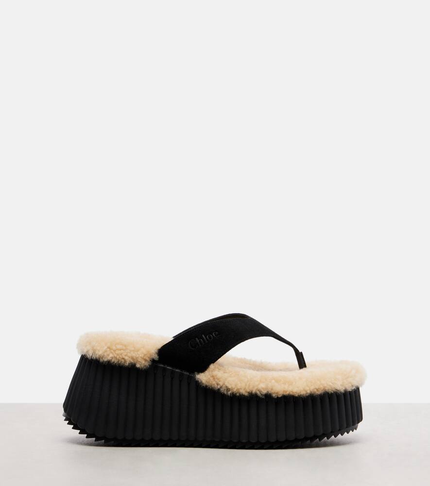 Повседневные сандалии на платформе Nama 80 из замши Chloé, Black — фото 4
