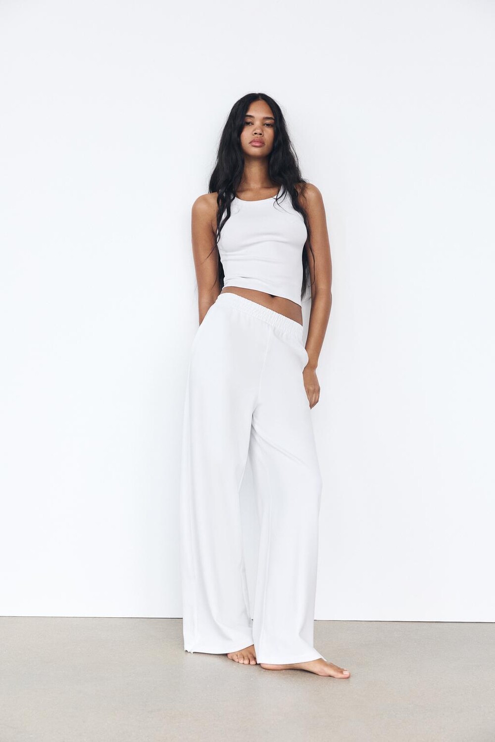 

Брюки из интерлока для спортивных брюк ZARA, белый