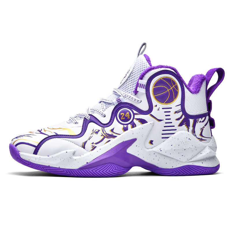 

Black-tailed deer Термостойкие амортизирующие противоскользящие баскетбольные кроссовки Mid Top Black Tailed Deer с подкладкой из белого и фиолетового флиса унисекс