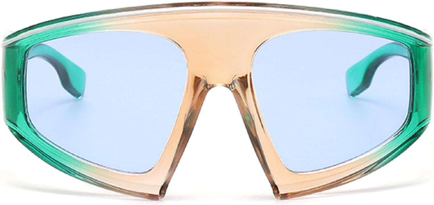 

Уникальные цельные солнцезащитные очки большого размера конфетных цветов для женщин, модные солнцезащитные очки неправильной формы для мужчин в стиле хип-хоп для вождения mincl, Blue