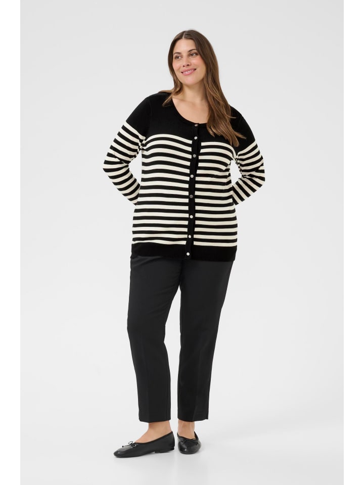 

KAFFE curve Кардиган KClizzy, стандартный крой, в черно-голубиную полоску