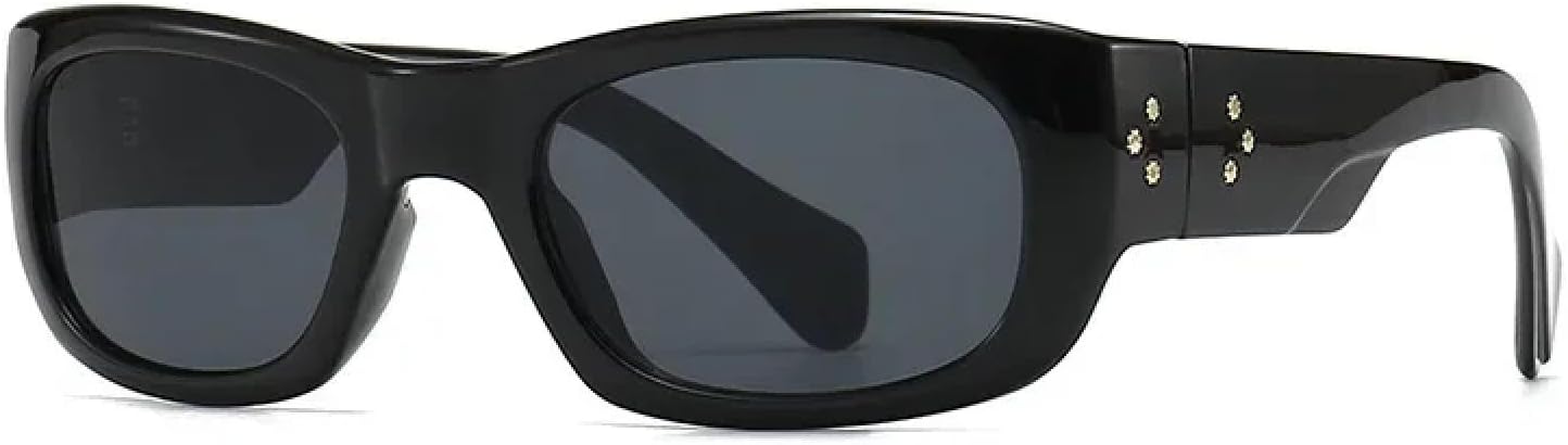 

Модные винтажные прямоугольные солнцезащитные очки для женщин и мужчин, роскошные солнцезащитные очки с градиентным переходом цвета, панк-очки с заклепками TKKTLLT, Black Black