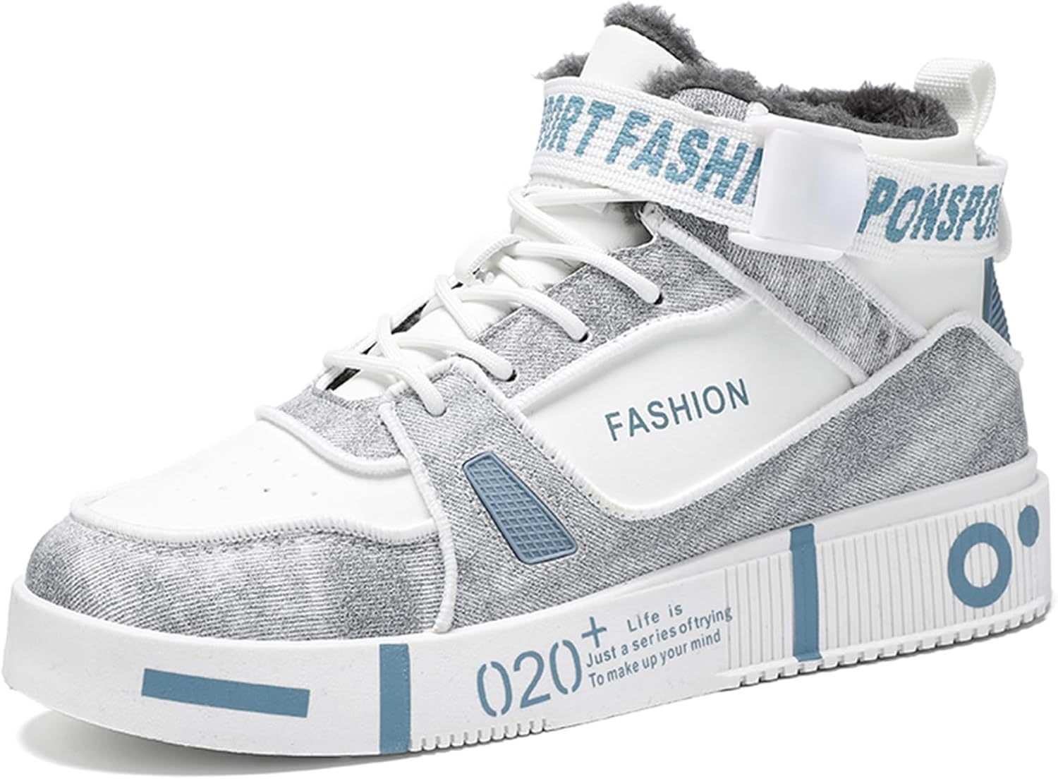 

Мужские зимние кроссовки с меховой подкладкой, высокие, для скейтбординга, повседневная носка, теплые повседневные прогулочные обувь Spwagym, серый