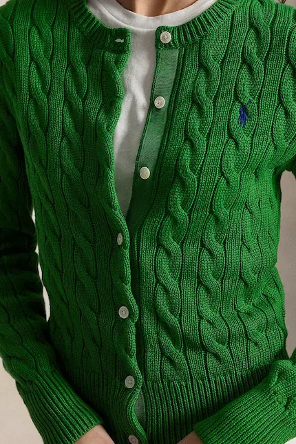 Кардиган вязаный Polo Ralph Lauren, зеленый — фото 4