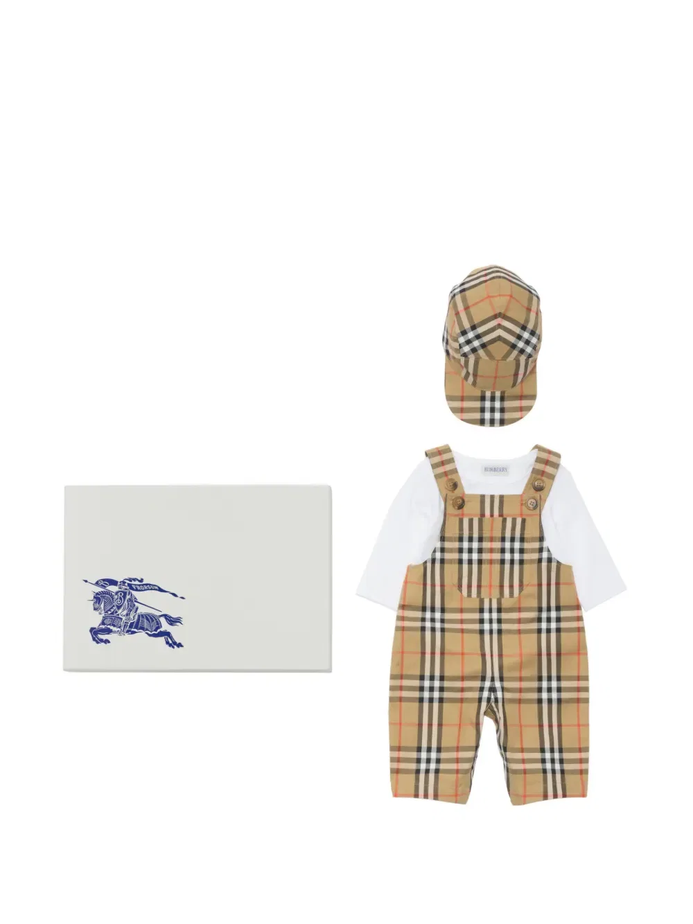 Комбинезон в клетку Burberry Kids, нейтральный — фото 3