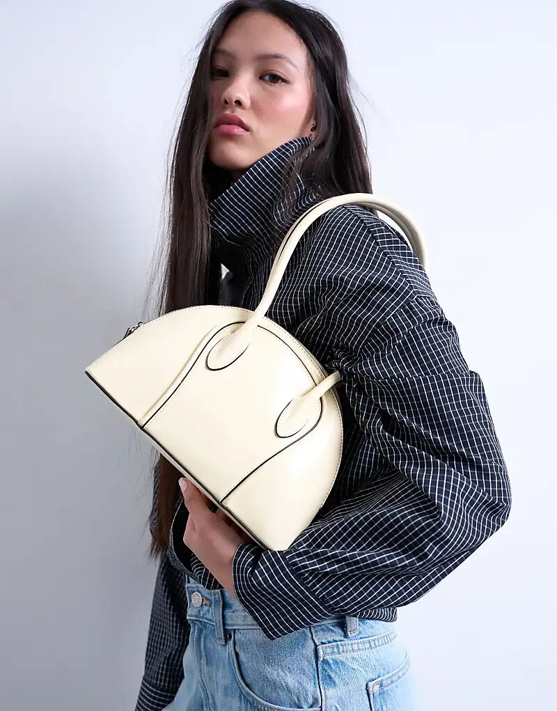 

Лакированная сумка через плечо Saoirse Topshop цвета пахты