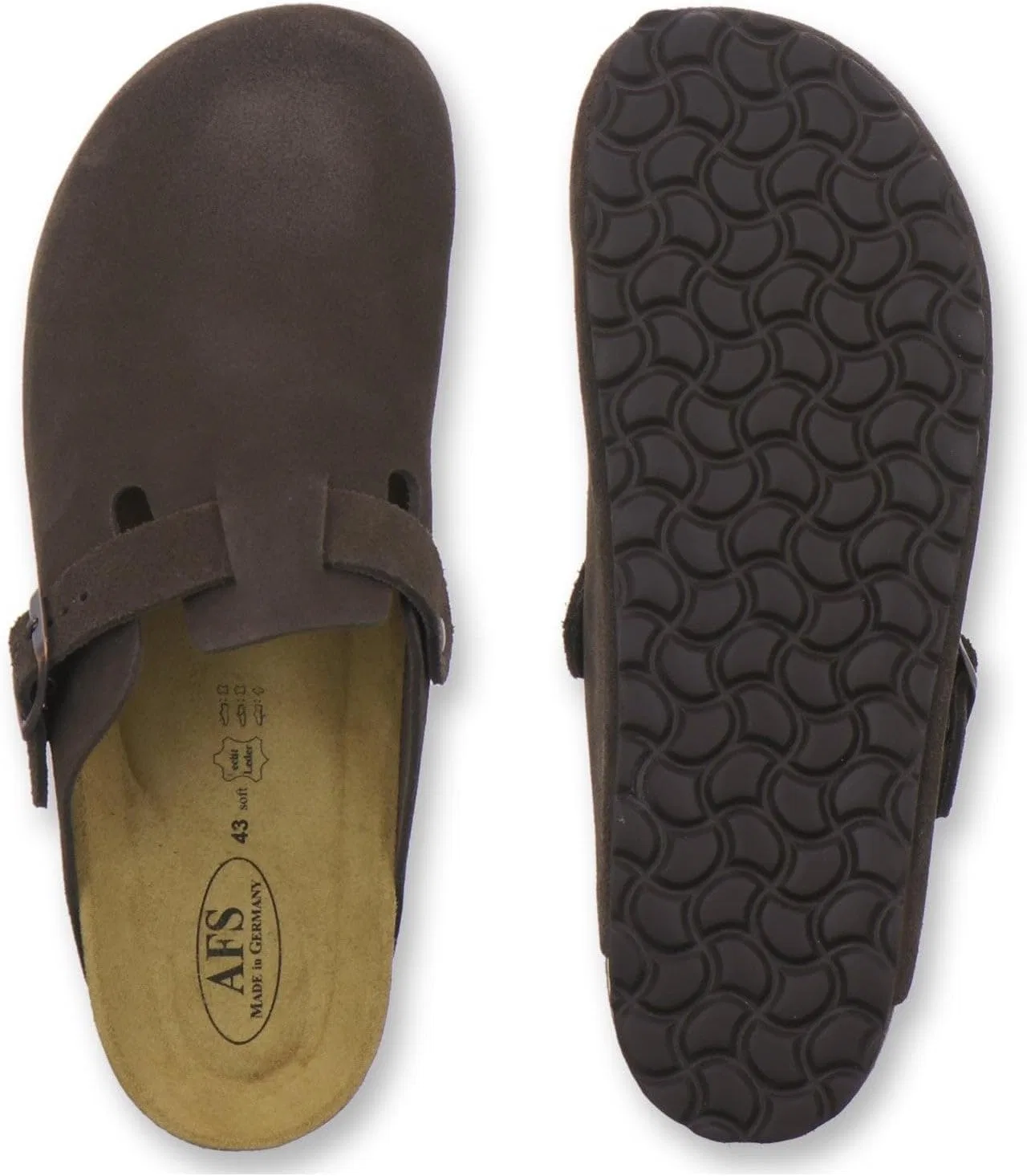 Мужские сабо AFS-Schuhe 3900, удобные домашние тапочки, кожаные тапочки, сделано в Германии, Espresso — фото 4