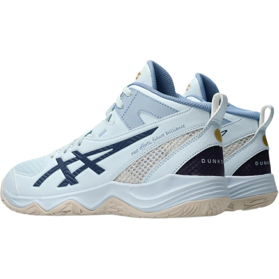 ASICS Dunkshot MB 10 Mid Top детские баскетбольные кроссовки white blue kids — фото 4