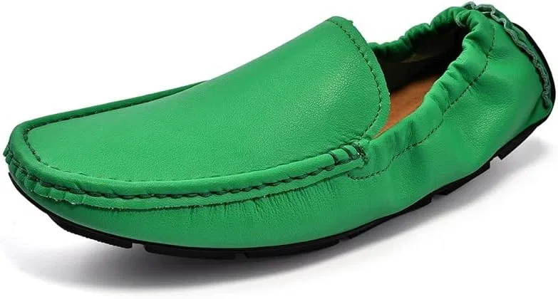 Лоферы кожаные Loafers for Men, зеленый SayfuR
