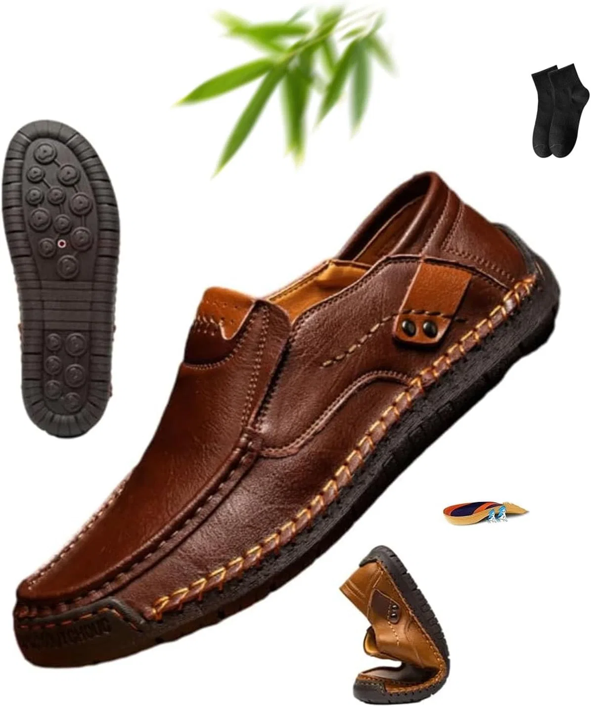 Мокасины кожаные Handmade Loafers, кофе NoworFewer