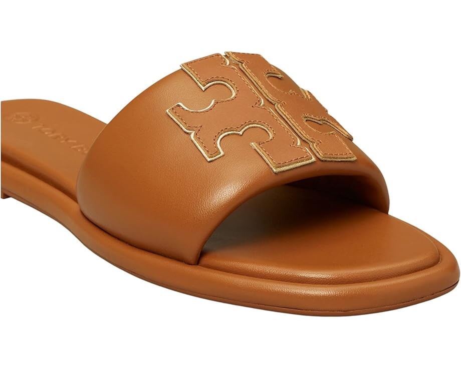 Сандалии Tory Burch Double T Sport Slide, цвет Bourbon Miele/Gold — фото 4