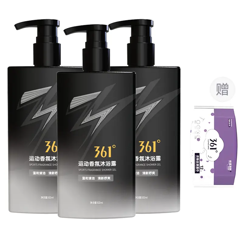 

Мужской гель для душа 361°, algae soft skin fragrance shower gel 300ml*3+free wipes 12 pcs*1 pack
