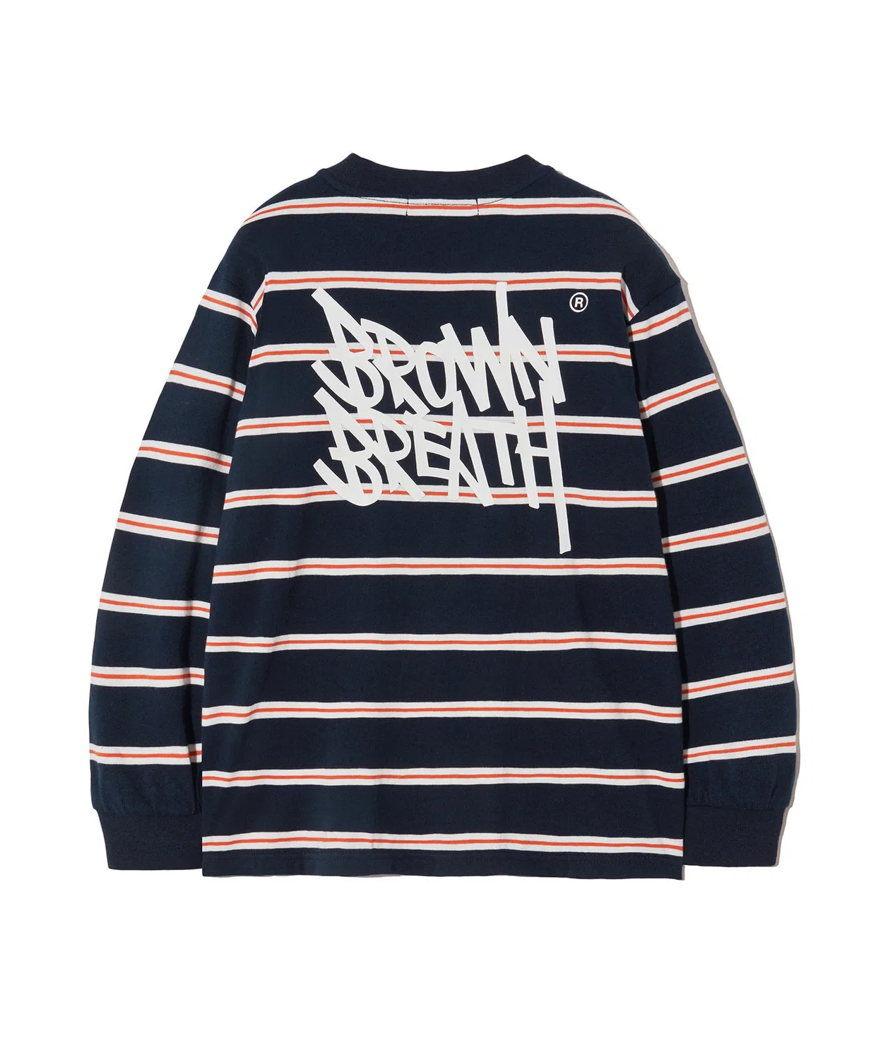 Детский лонгслив в полоску с логотипом тёмно-синий от Brownbreath Kids — фото 3