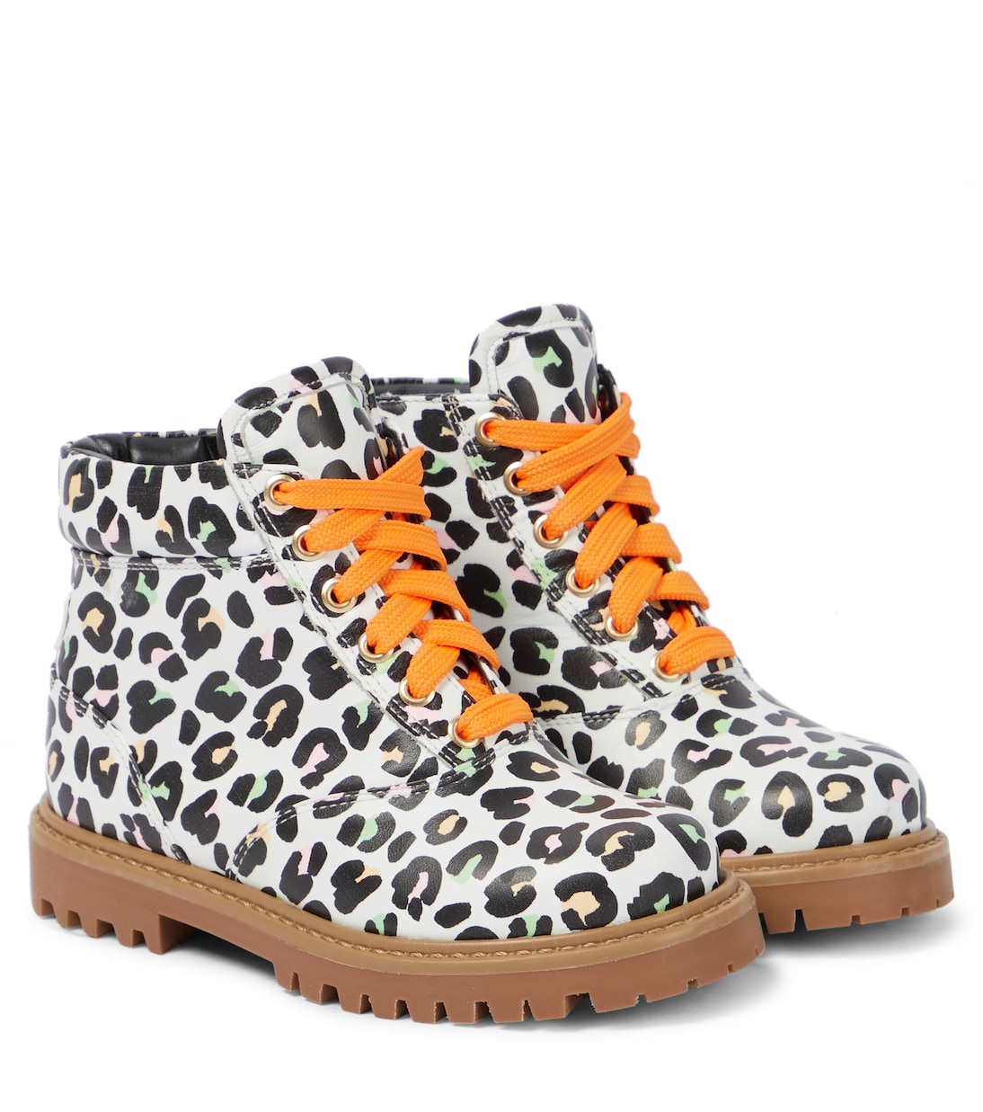

Кожаные военные ботинки Tia с леопардовым принтом Sophia Webster Mini, Leopard & Orange
