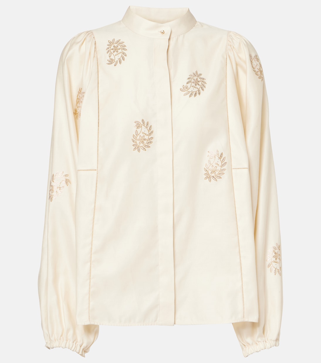 

Блузка из хлопкового атласа с отделкой Caladio Max Mara, Bianco