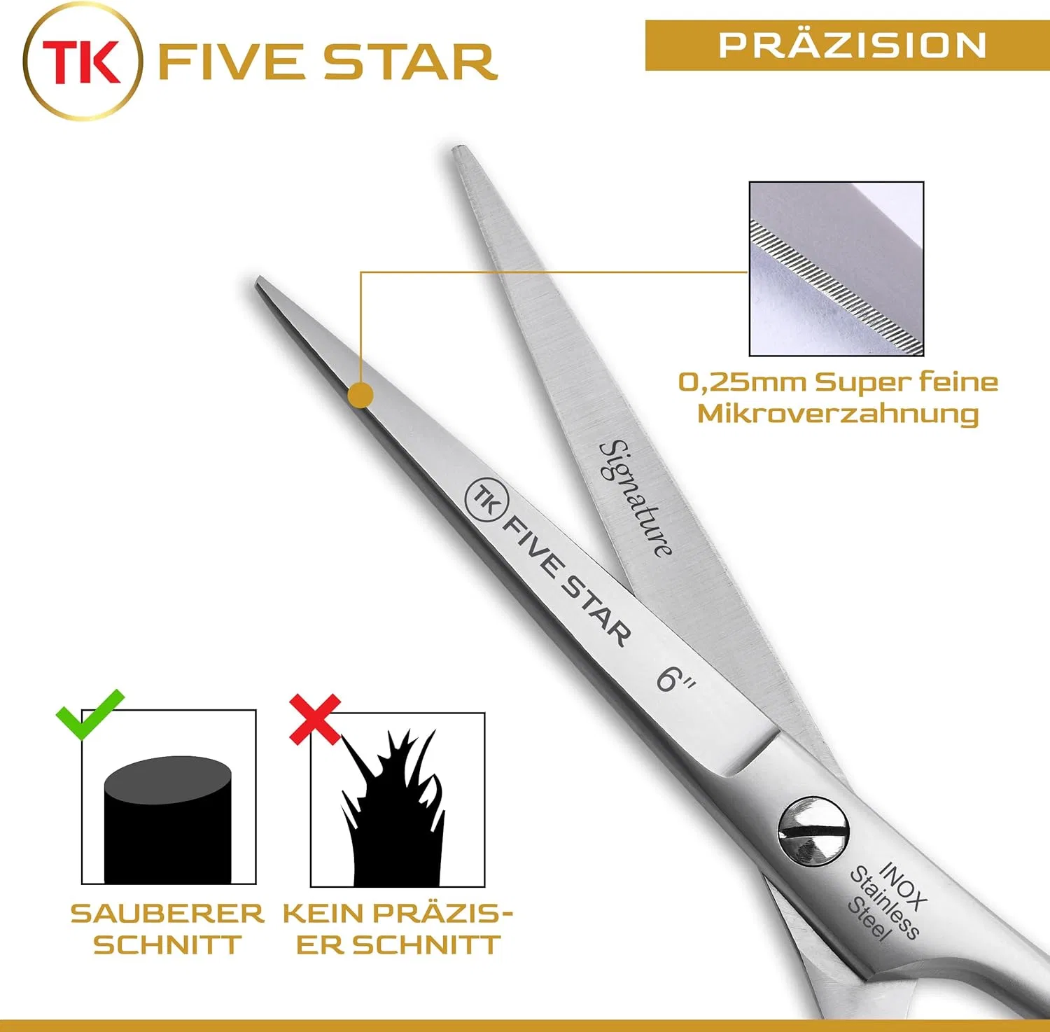 Профессиональные парикмахерские ножницы TK Five Star Signature Professional 6 дюймов Tk Five Star Solingen — фото 3