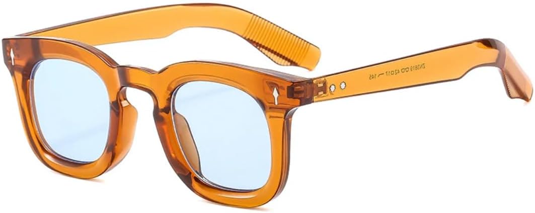 

Модные маленькие квадратные солнцезащитные очки для женщин в стиле ретро с заклепками, конфетные оттенки, защита от УФ-излучения UV400, для мужчин в стиле панк TVTBBVV, Tea Blue