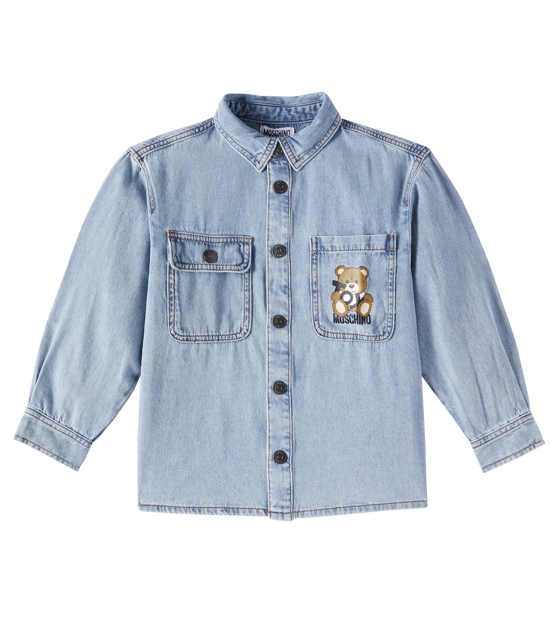 

Джинсовая рубашка с плюшевым мишкой Moschino Kids, Faded Denim