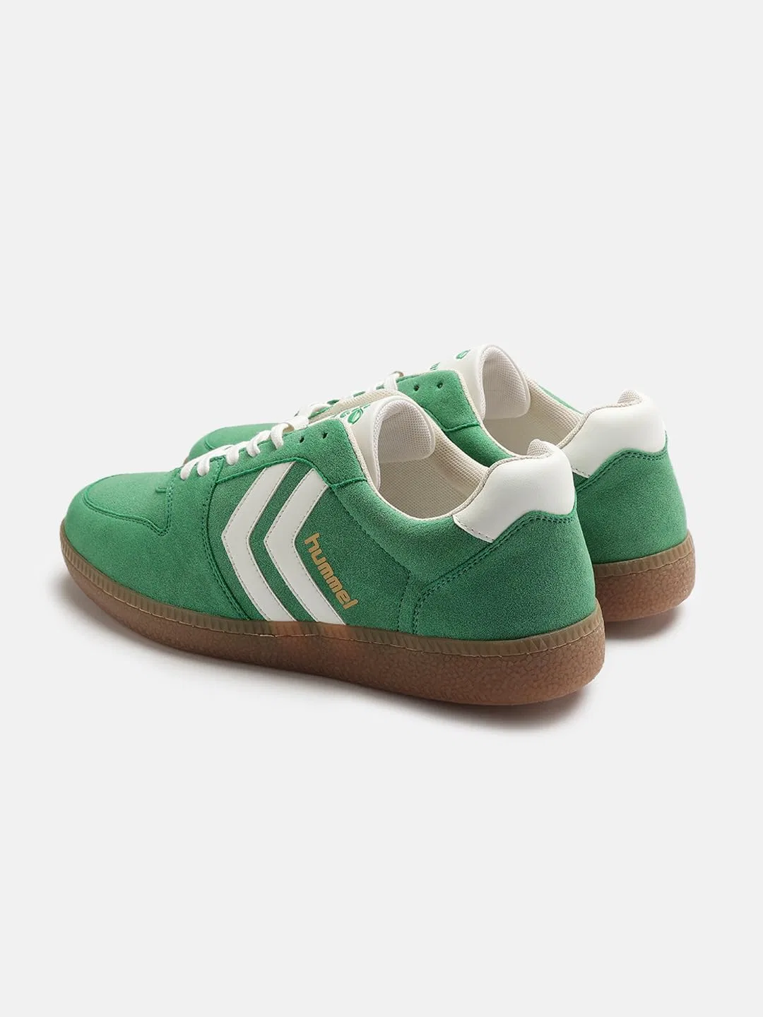 Мужские повседневные замшевые кроссовки Hummel Classic Verve. Легкая синтетическая замша. Повышенный комфорт. Мягкая стелька и нескользящая поверхность. Подходят для работы и отдыха, Green And White — фото 4