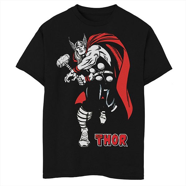 

Футболка с принтом Boys husky thor retro red cape fighting pose Marvel