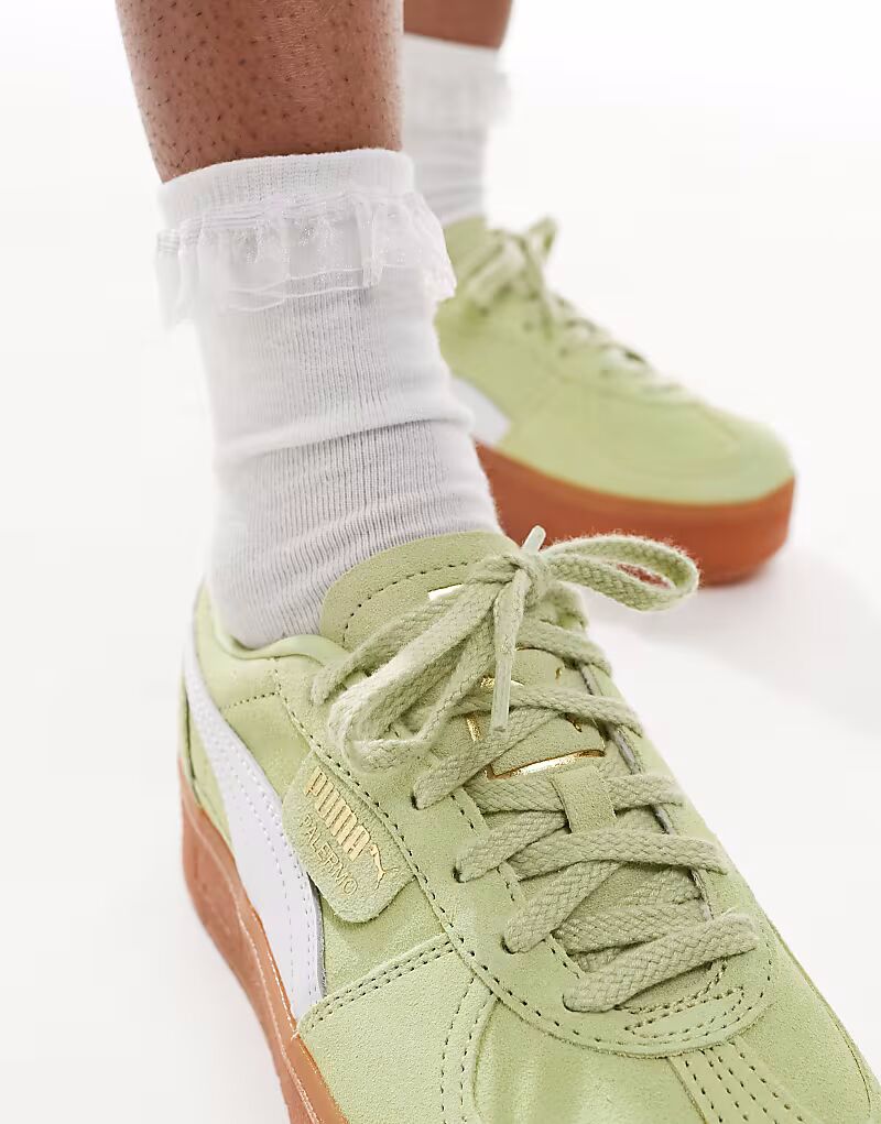 Кроссовки Puma Palermo Eleveta светло-зеленого цвета — фото 4