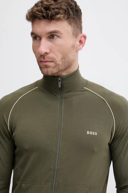 Худи на молнии Mix&Match Jacket Z BOSS, зеленый — фото 4