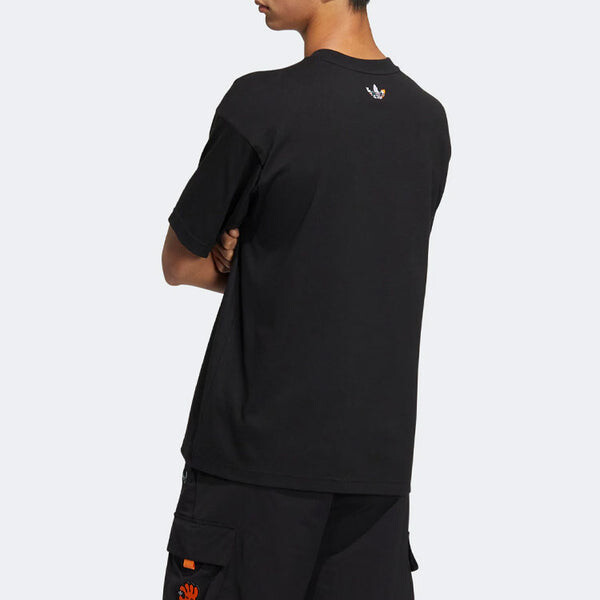 Футболка Men's adidas originals SS22 Cartoon Printing Sports Round Neck Pullover Short Sleeve Black T-Shirt, черный — фото 3