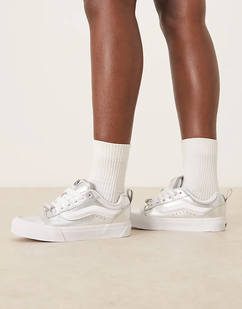 Кожаные кроссовки Vans Knu Skool цвета серебристый металлик