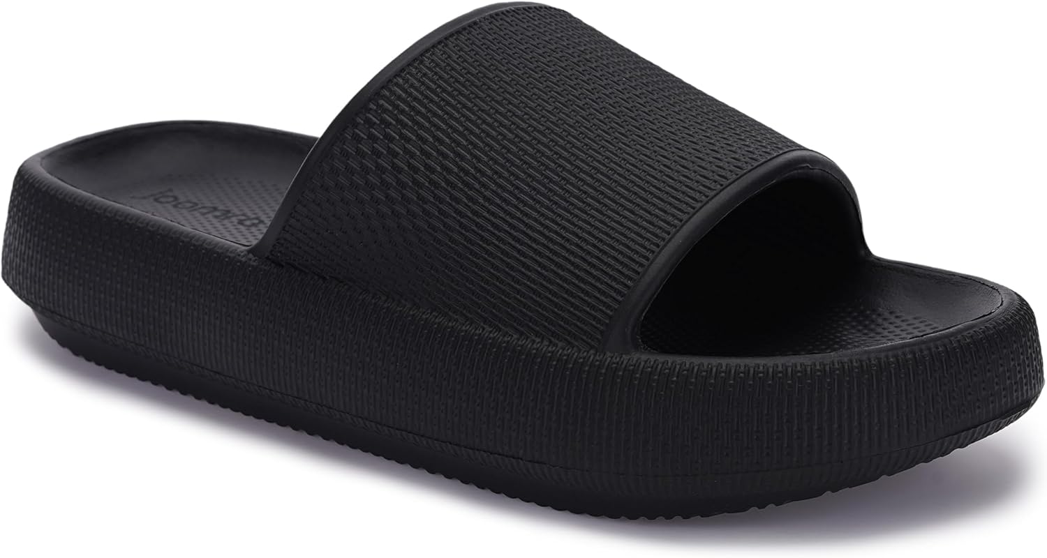 

Тапочки-подушки Joomra для женщин и мужчин, противоскользящие, быстросохнущие для душа, шлепанцы для ванной, Суперподушка, Толстая подошва, черный