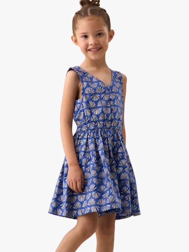 

Детский комбинезон из хлопка и льна с принтом веер Angel & Rocket, Blue/Multi