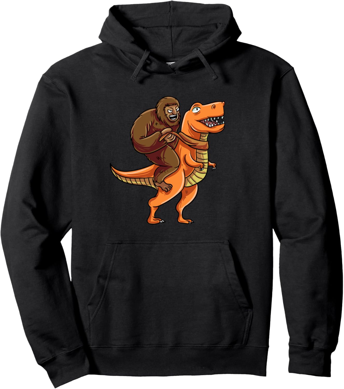 

Толстовка с изображением динозавра Бигфута верхом на тираннозавре Funny Bigfoot Clothing Gift Men Women Kids, черный
