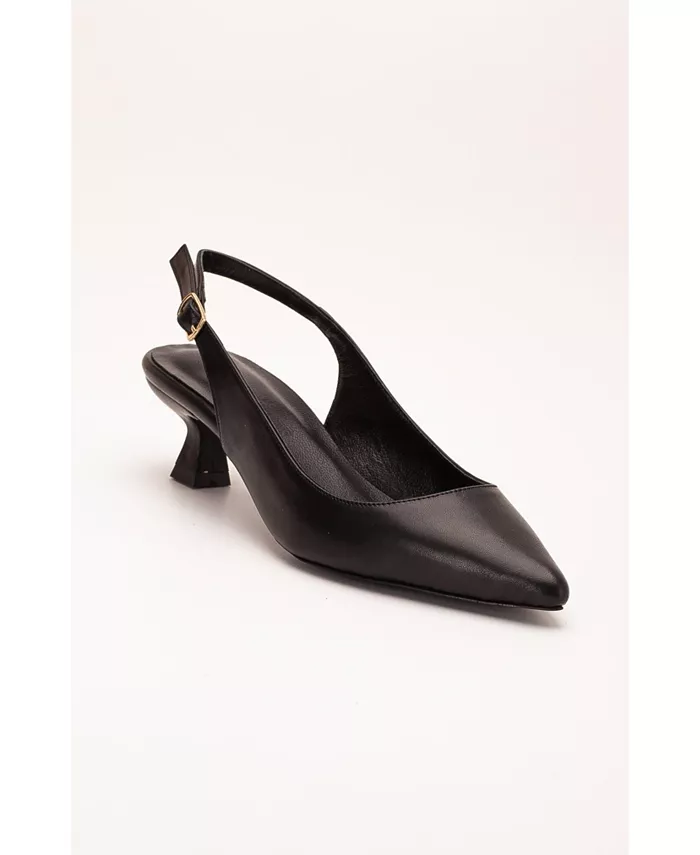 Летние босоножки-лодочки Lety на низком каблуке с ремешком Forever & Always Shoes, черный