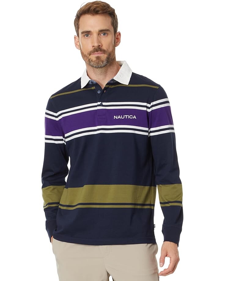 

Поло Nautica Long Sleeve Rugby Shirt, цвет Navy Seas