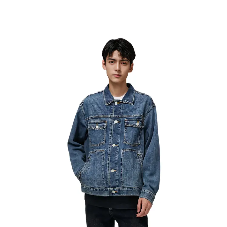 Мужская джинсовая куртка UNIQLO, 65 синий — фото 4