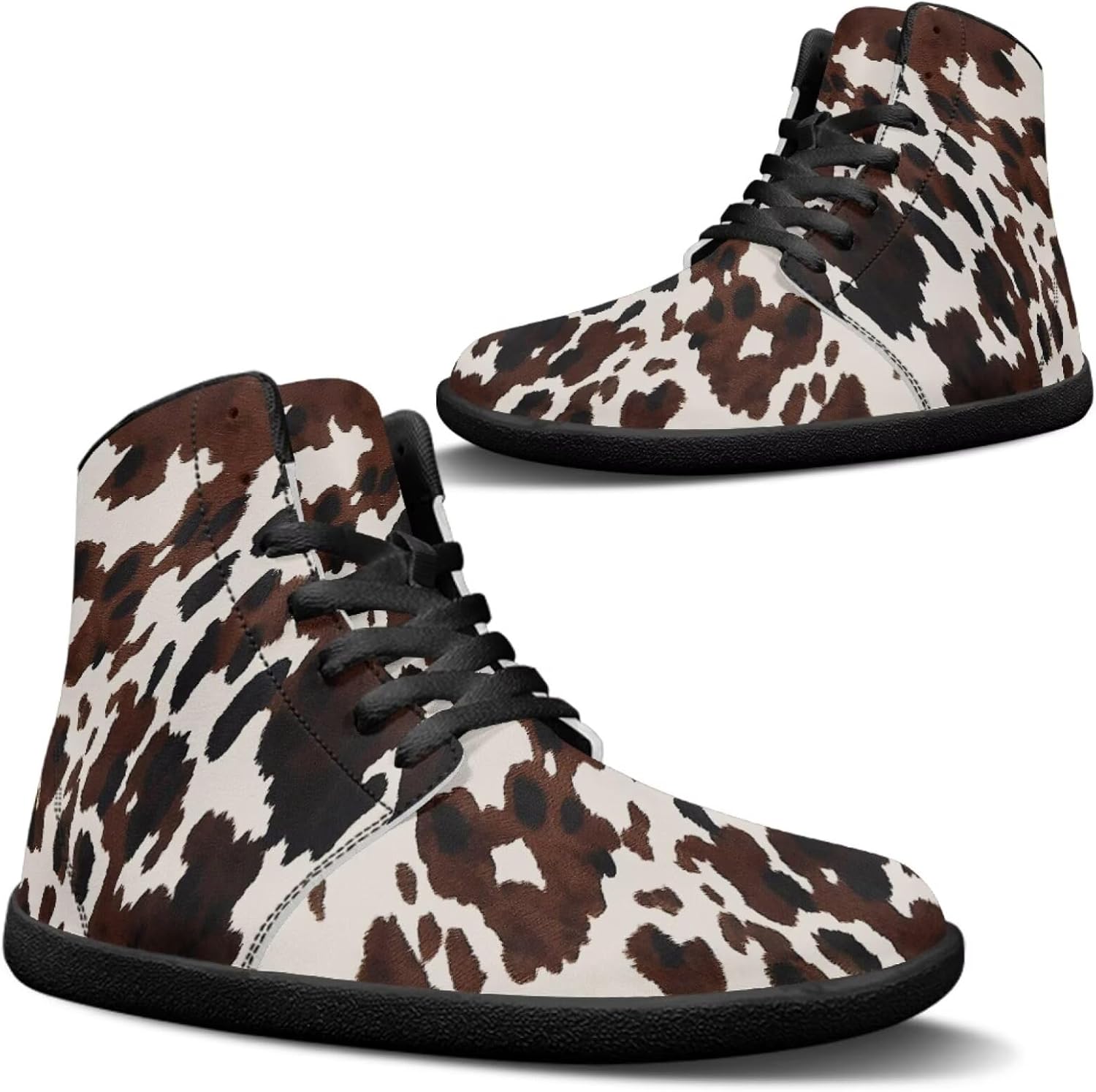 

Мужские кроссовки Binienty, высокие, из ПУ, широкие, противоскользящие, для бега и кросс-тренинга, без амортизации, Brown Cow Print