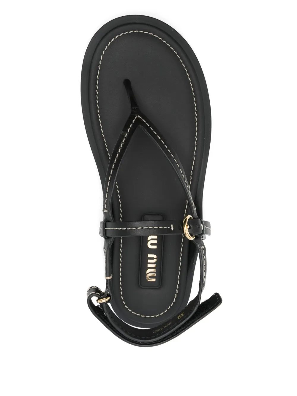 Сандалии на плоской подошве MIU MIU, черный — фото 4
