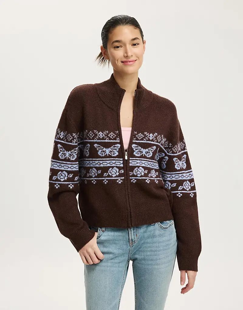 

Вязаный бомбер Cotton On Intarsia в оттенке «белый»