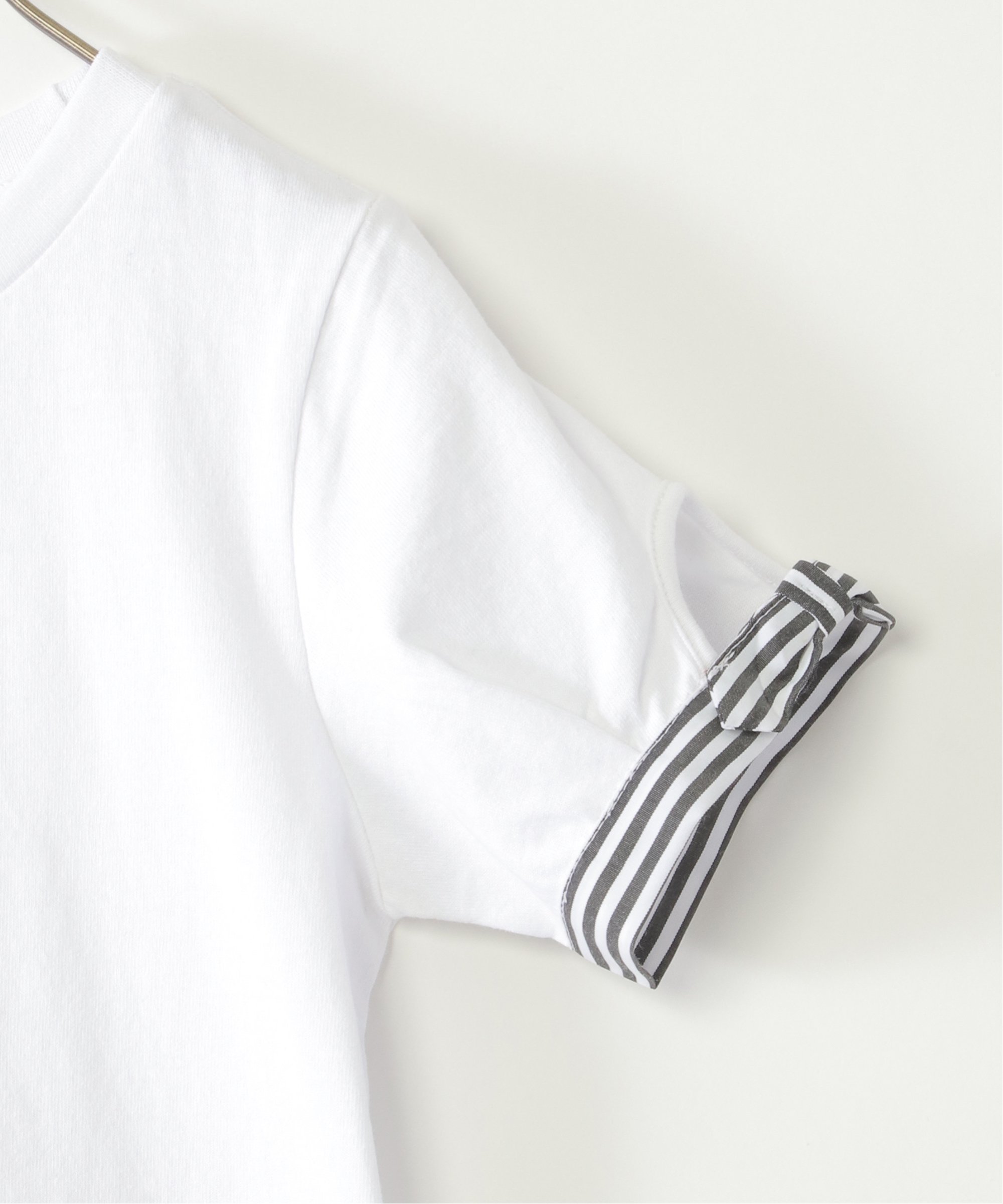 Футболка в полоску с ленточным рукавом (120–160 см) Ikka, off white — фото 4