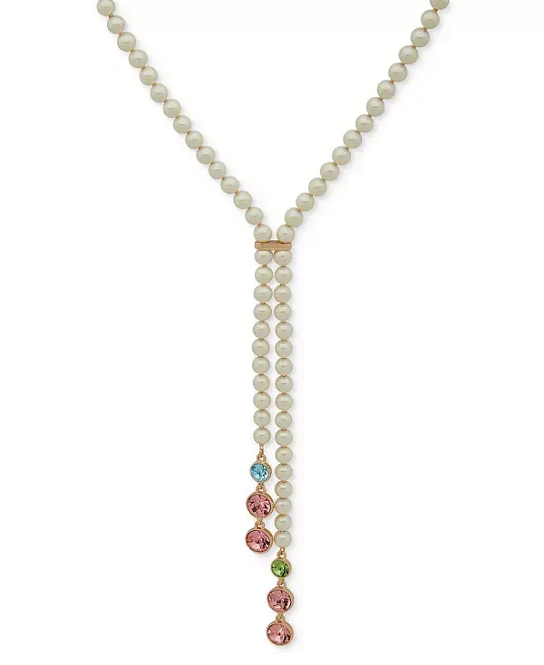 

Ожерелье-Лариат золотистого оттенка с мути-камнем и искусственным жемчугом, 20 дюймов + удлинитель 3 дюйма Emily In Paris, multi