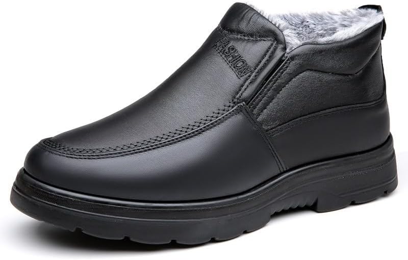 

Зимние мужские ботинки, теплые слипоны для снега, с меховой подкладкой Qacksv, черный