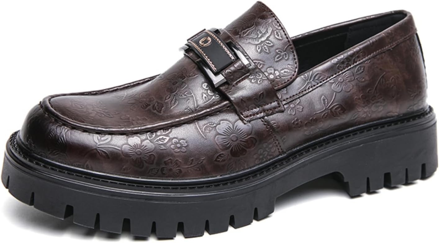 

Мужские лоферы из тисненой кожи, стильная обувь для официального стиля - идеально для деловых нарядов, официальных мероприятий и городской элегантности Kpdwfms, коричневый