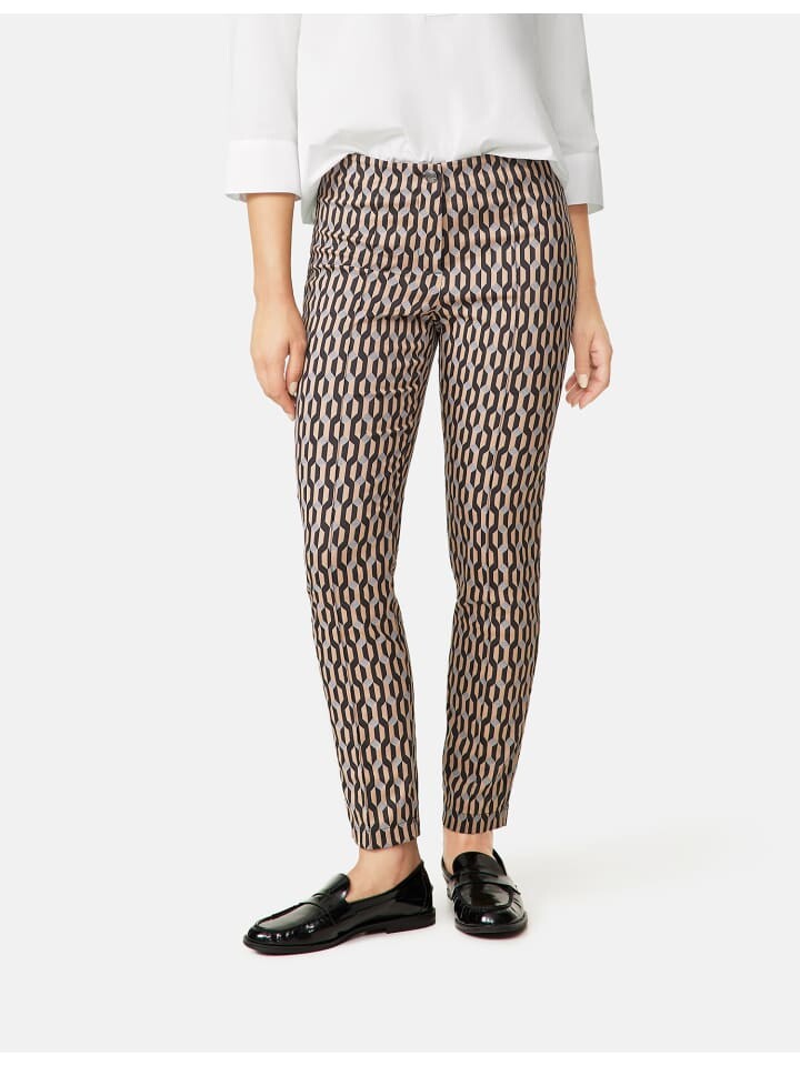 

Тканевые брюки Gerry Weber Freizeit verkürzt, цвет camel/black grafic jacquard