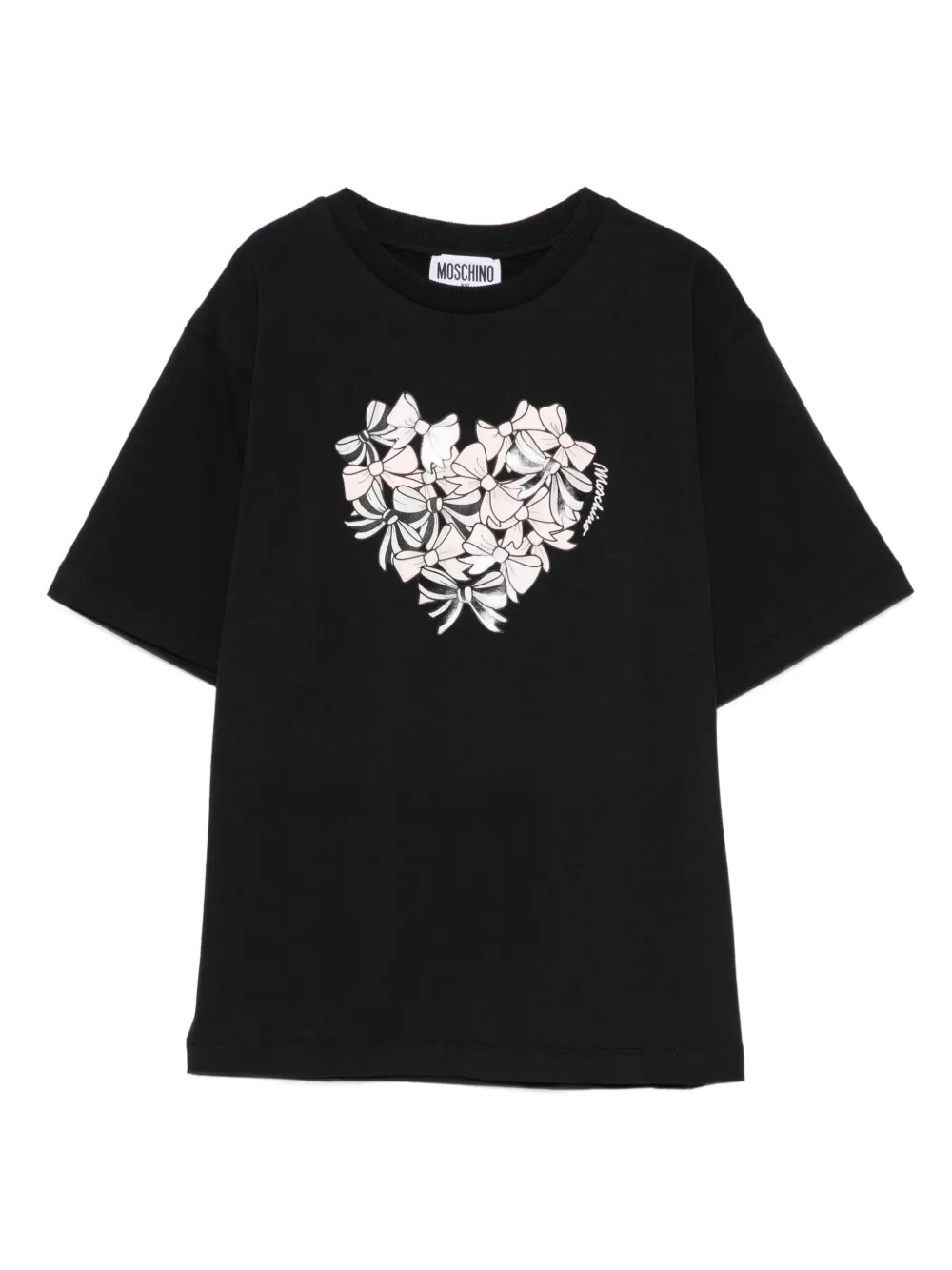 

Футболка с бантом в форме сердца Moschino Kids, черный