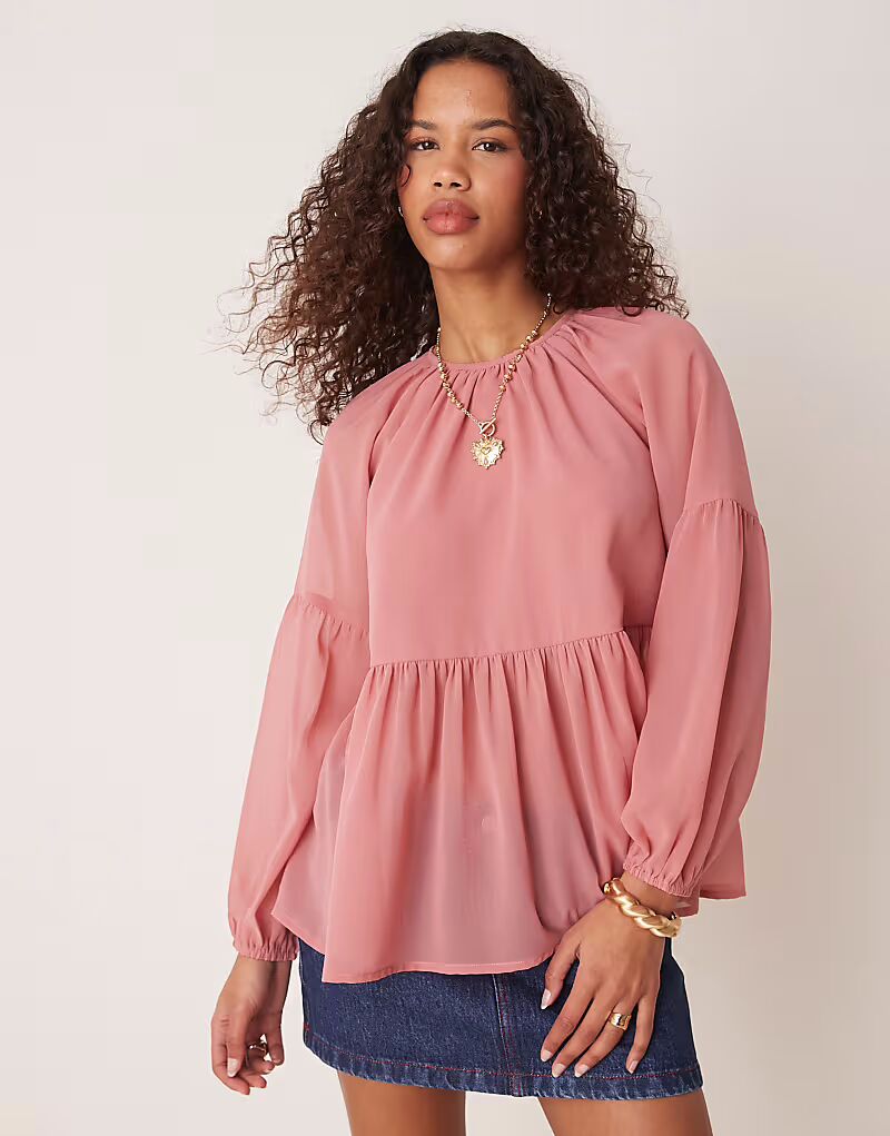 

Длинный свободный топ ASOS DESIGN розового цвета