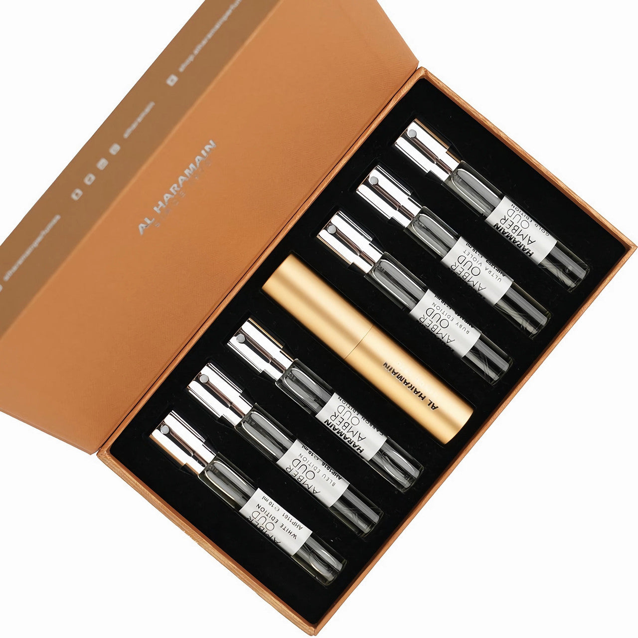 

Al Haramain Amber Oud 7 * 0,34 Набор спреев Eau De Parfum: Gold Edition + Ultra Violet + Ruby Edition + Carbon Edition + Bleu Edition + White Edition + Спрей