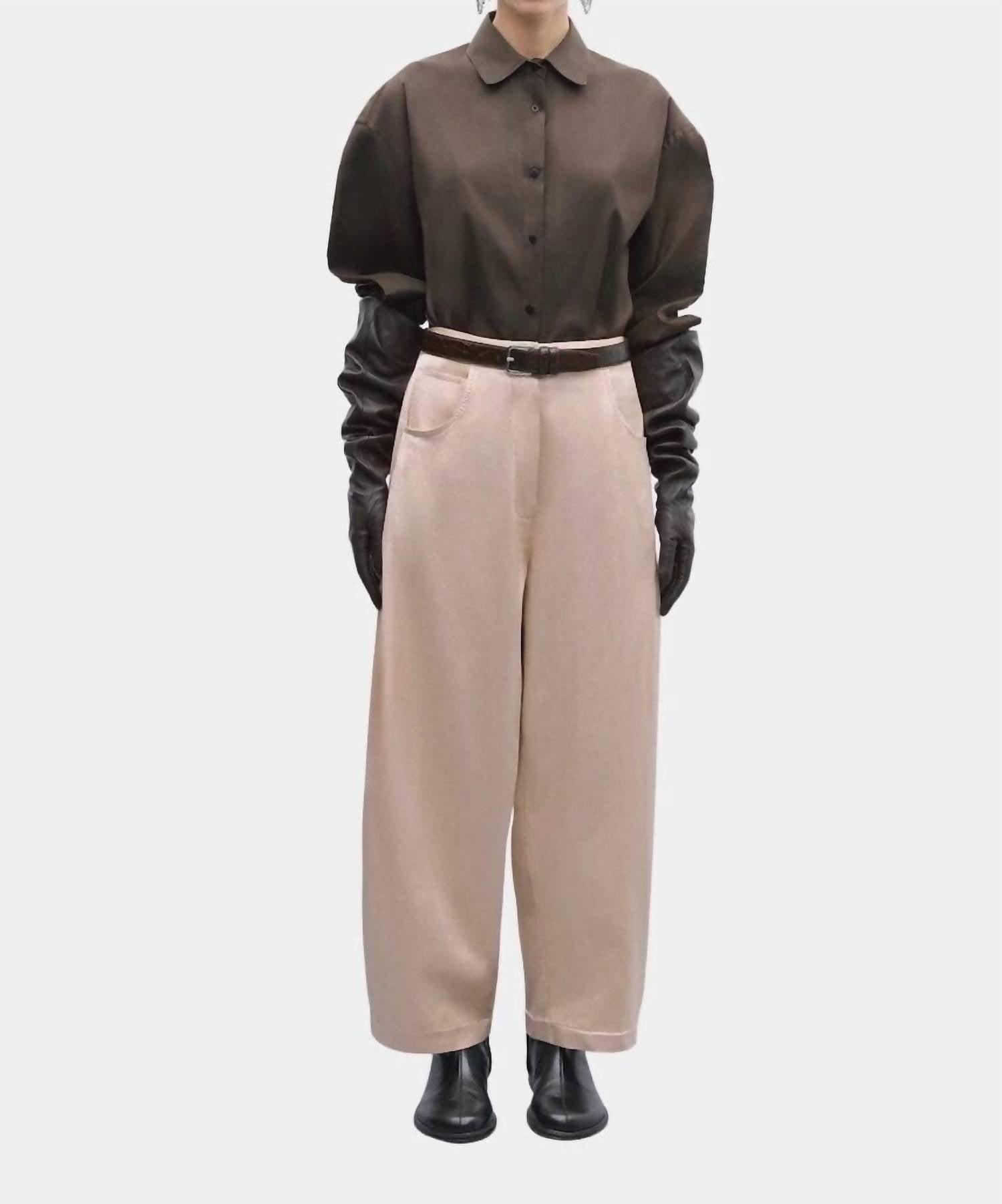 

Атласные закругленные брюки персикового цвета Cordera, персиковый