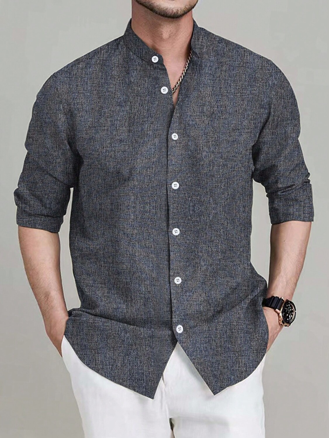 

Мужская широкая рубашка Mode, однотонная, на пуговицах спереди Manfinity, темно-серый