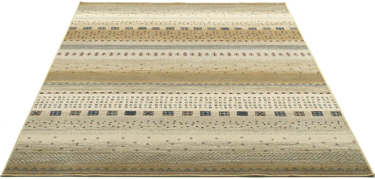 

Ковер Gino Falcone "Cherina GF-132", прямоугольный, этнический дизайн, в полоску, светлый блеск, 100% вискоза, гостиная 80х150 см, бежевый